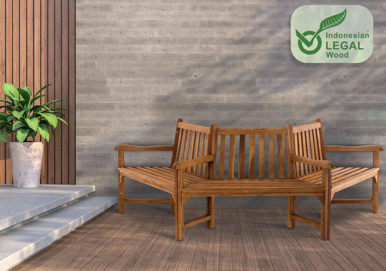 Bild von Baumbank Kenna mit Armlehne halbrund 250 cm teak
