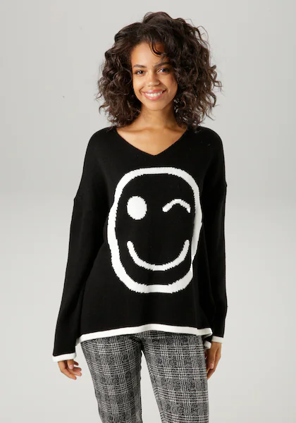 Bild von Aniston CASUAL Strickpullover, mit eingestricktem Smiley