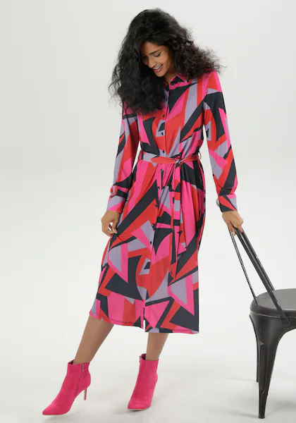 Bild von Aniston SELECTED Midikleid, (mit abnehmbarem Bindegürtel), in Hemdblusenform