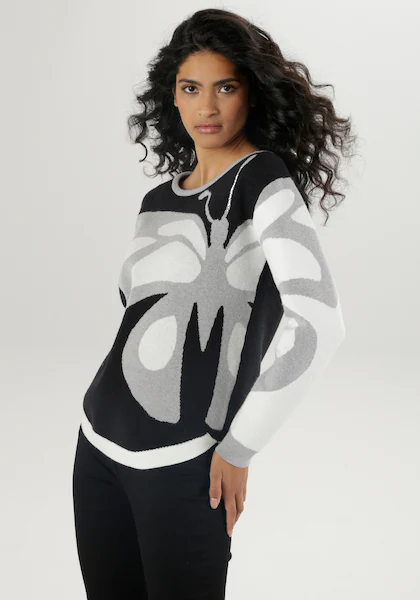 Bild von Aniston SELECTED Strickpullover, mit eingestricktem Schmetterlingsmotiv