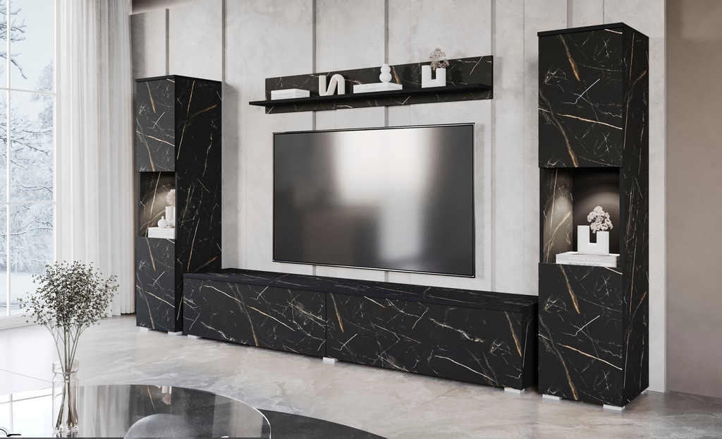 Bild von INOSIGN Wohnwand "PARIS", (Komplett-Set, 4 St.), TV-Wand 260cm breite, grifflose Design, stehend und hängend montierbar