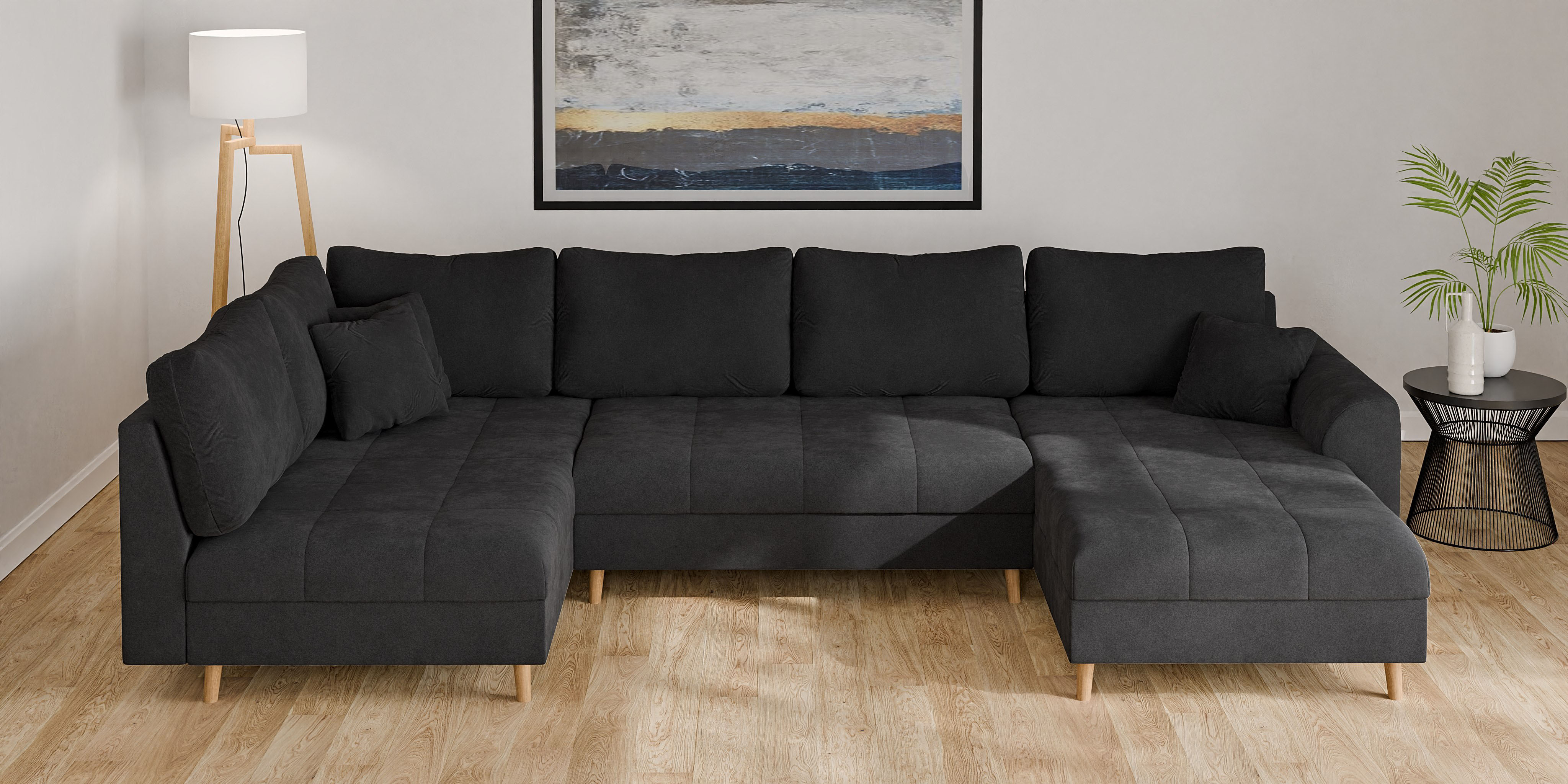 Bild von Home affaire Wohnlandschaft "CHARRE U-Form, incl. 3 Zierkissen", auch in Cord und Bouclé, feine Steppung, lose Rückenkissen