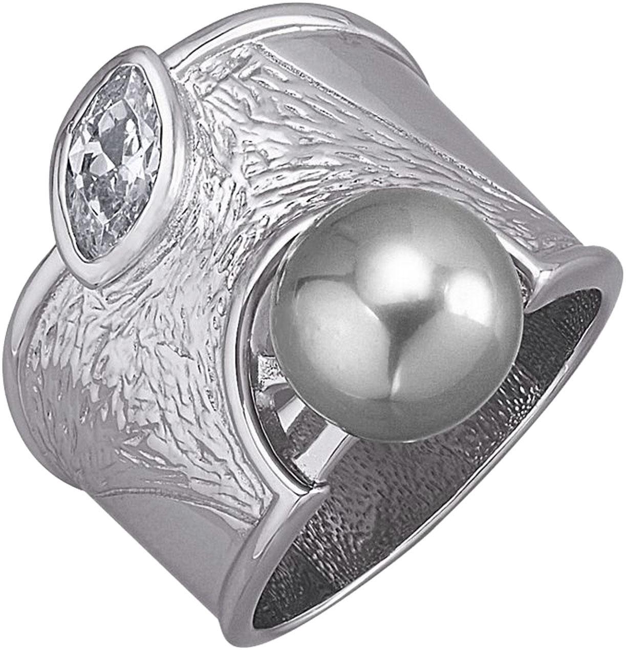 Bild von Firetti Fingerring »Schmuck Geschenk Silber 925 Damenring Ring Struktur«, mit Zirkonia (synth.) - mit Muschelkernperle