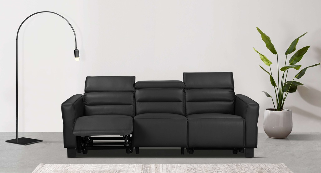 Bild von Places of Style 3-Sitzer "Carpari, 224cm, manuelle od. elektrische Relaxfunktion in 2 Sitzen", mit USB, Kopfteilverstellung, Echtleder, Kunstleder, Webstoff