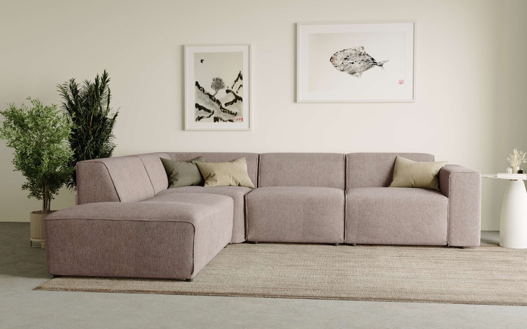 Bild von andas Ecksofa "Noord", mit Kedernaht, in einem Soft-Touch Bezug