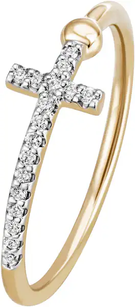 Bild von Firetti Fingerring »Schmuck Geschenk Gold 585 Goldring Shiny Cross Kreuz«, mit Brillanten