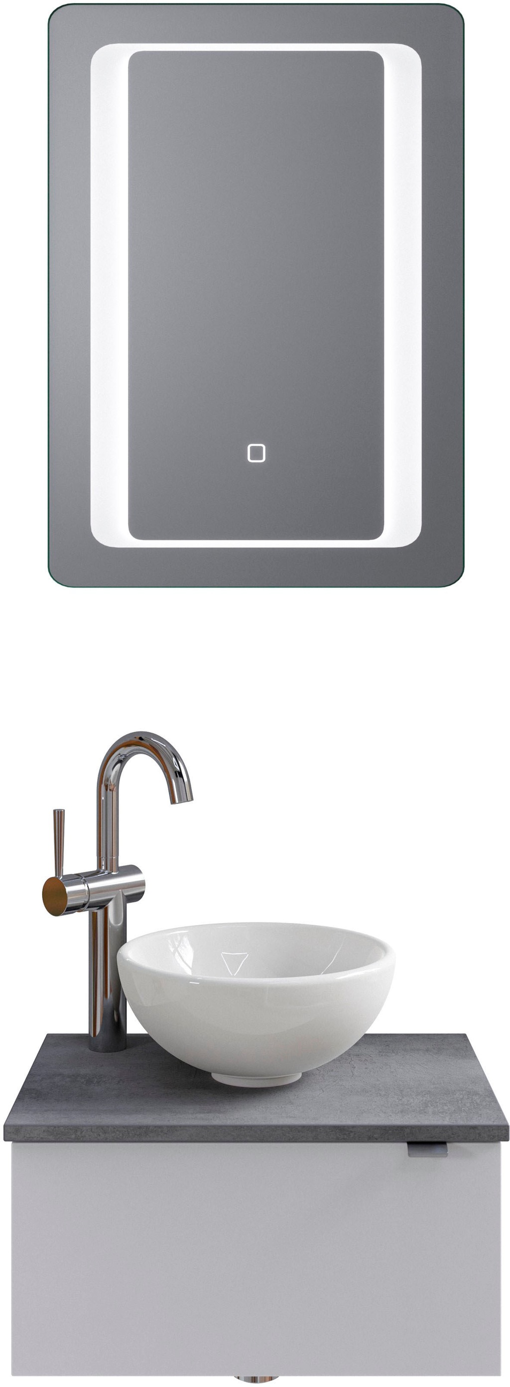 Bild von Saphir Badmöbel-Set "Serie 6915", (4 St.), Gäste-Bad, 51 cm breit, mit LED-Spiegel und 1 Tür