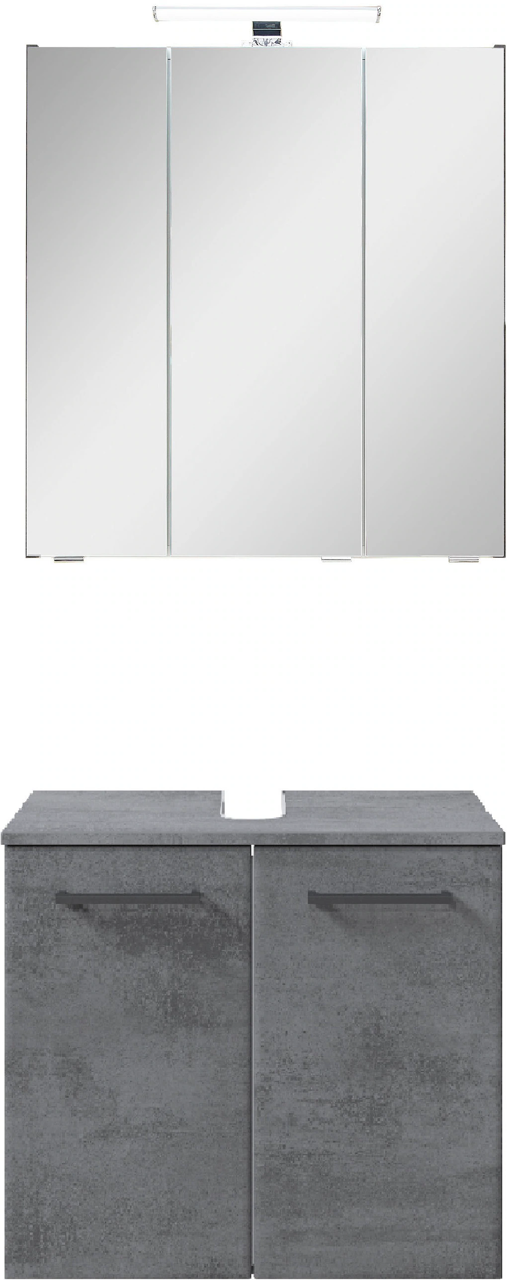 Bild von Saphir Badmöbel-Set "Quickset 945 2-teilig, Waschbeckenunterschrank mit LED-Spiegelschrank", (2 St.), Waschplatz 65 cm breit, 5 Türen, 6 Einlegeböden, inkl. Türdämpfer