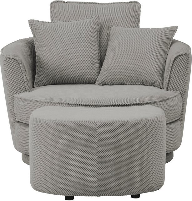 Bild von Leonique Drehsessel "MAISIE, Love Seat XXL Lese-Sessel, Big-Sessel mit Hocker,", (2 St.), Set in MEGA CORD und Web-Velours, drehbar 360 Grad