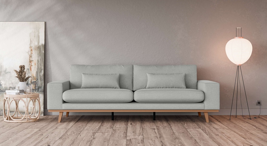 Bild von Home affaire 3-Sitzer "Torino B/T/H: 237/91/81 cm", mit edlem Holzrahmen, incl. Zierkissen, auch in Bouclé
