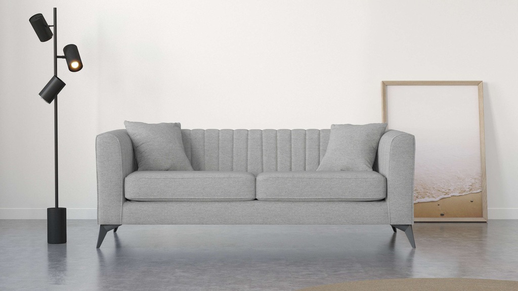 Bild von Places of Style 3-Sitzer "MATTHEW B/T/H: 201/86/74 cm", feine Steppung im Rückenbereich, lose Sitzkissen, incl. Zierkissen