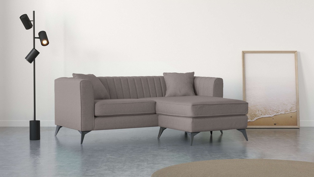 Bild von Places of Style Ecksofa "MATTHEW B/T/H: 201/162/74 cm, ideal für kleine Räume", L-Form, feine Steppung im Rücken, incl. Zierkissen