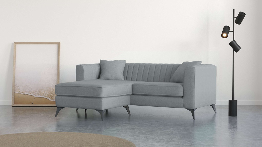 Bild von Places of Style Ecksofa "MATTHEW B/T/H: 201/162/74 cm, ideal für kleine Räume", L-Form, feine Steppung im Rücken, incl. Zierkissen
