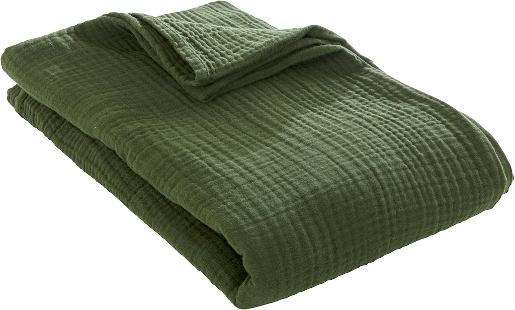Bild von LeGer Home by Lena Gercke Wohndecke "Hevin", Tagesdecke im Baumwoll-Crinkle-Effekt, Musselin, Kuscheldecke