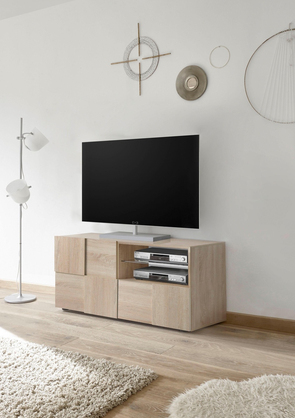 Bild von INOSIGN Lowboard Dama Breite 121 cm, TV-Board 1 Tür, 1 Schubkasten, TV-Schrank, Front in 3D-Optik, grifflos, verschiedene Farben