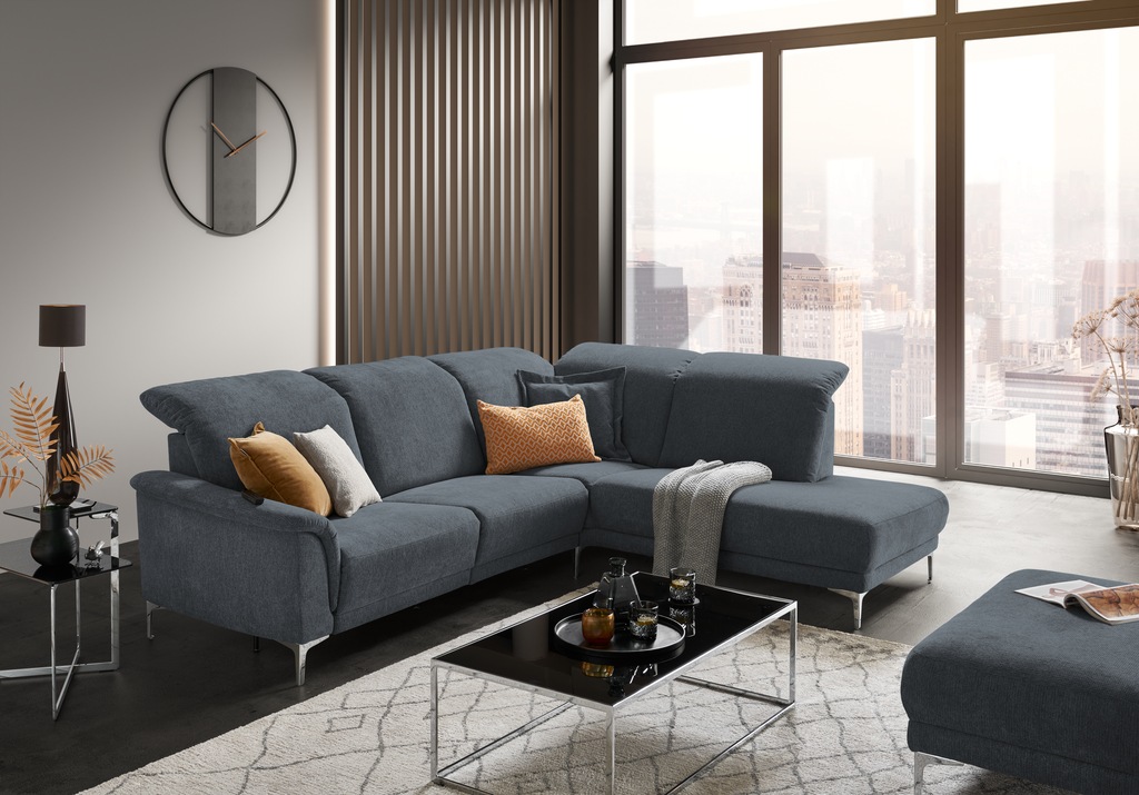 Bild von Places of Style Ecksofa "Noci L-Form, Kopfteilverstellung, Tonnen-Taschen-Federkern", inklusive 2x Relaxfunktion motorisch mit Herz-Waage-Beschlag