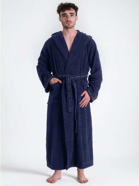Bild von Bruno Banani Herrenbademantel »Danny« Normallänge & Überlänge, auch in extra lang, Hotelbademantel, Langform, Walkfrottee, Kapuze, Gürtel, mit Logostreifen, Herren Bademantel aus 100% Baumwolle, S-4XL
