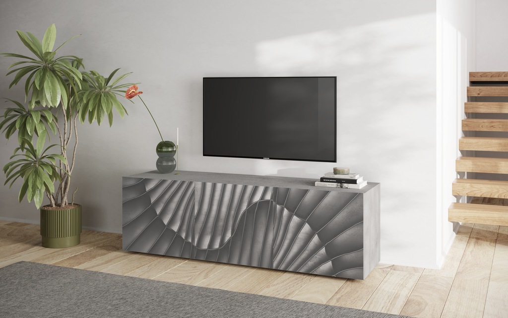 Bild von INOSIGN Lowboard "Snake Breite 181 cm, modernes TV-Board mit 3 Türen, TV-Möbel,", TV-Kommode, TV-Schrank, Front mit besonderem Siebdruck