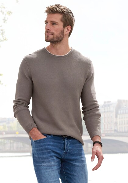 Bild von AUTHENTIC LE JOGGER Strickpullover, mit Double-Layer Optik, Rundhalspullover aus reiner Baumwolle