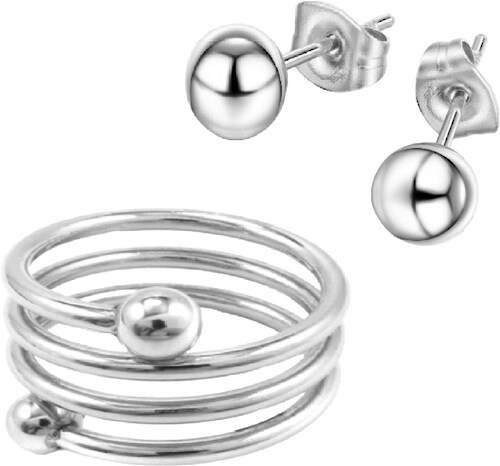 Bild von Firetti Schmuckset »Mulitpack Schmuck Geschenk Edelstahl Ring Paar Ohrstecker«, (Set, 3 tlg.)