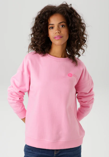 Bild von Aniston CASUAL Sweatshirt, hinten mit Applikationen, Stickerei und Schriftzügen - NEUE KOLLEKTION