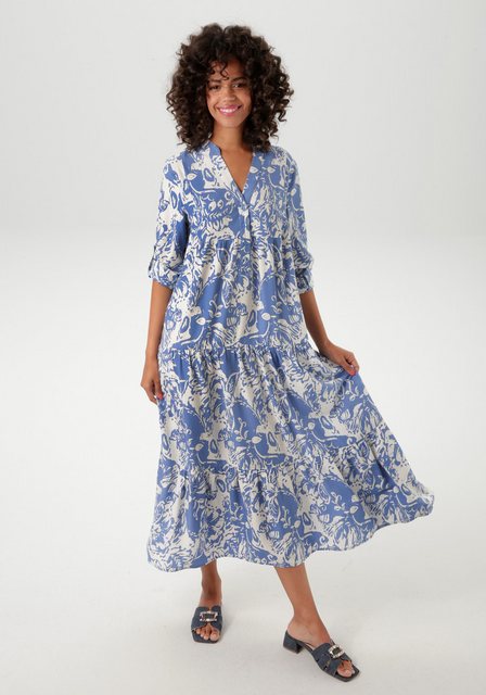 Bild von Aniston CASUAL Maxikleid, mit großflächigem. grafischen Blumendruck - NEUE KOLLEKTION