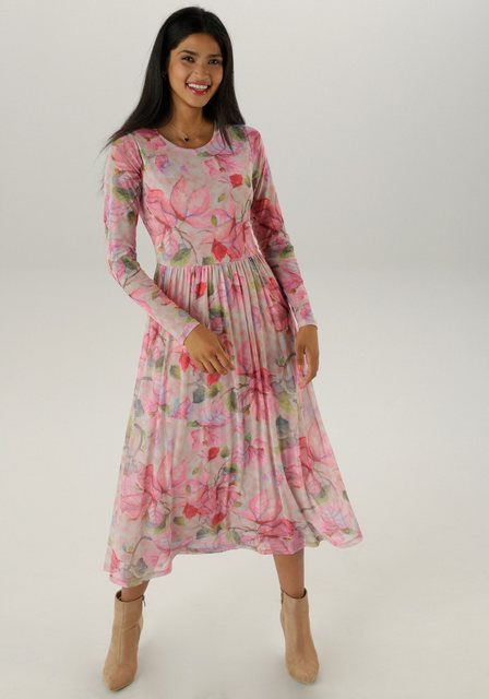Bild von Aniston SELECTED Midikleid, in Mesh-Qualität und floralem Muster - NEUE KOLLEKTION