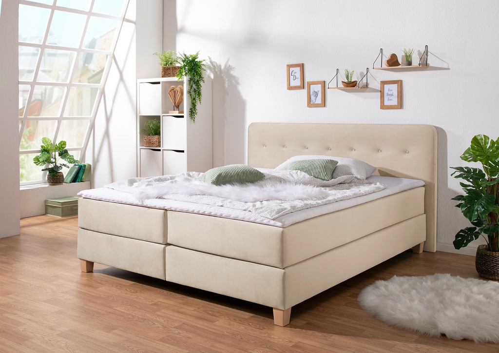 Bild von Home affaire Boxspringbett "Fargo", inkl. Topper, in 3 Matratzenarten, in Samt- oder Strukturstoff