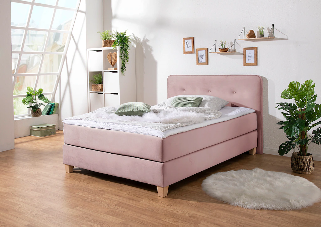 Bild von Home affaire Boxspringbett "Fargo", inkl. Topper, in 3 Matratzenarten, in Samt- oder Strukturstoff