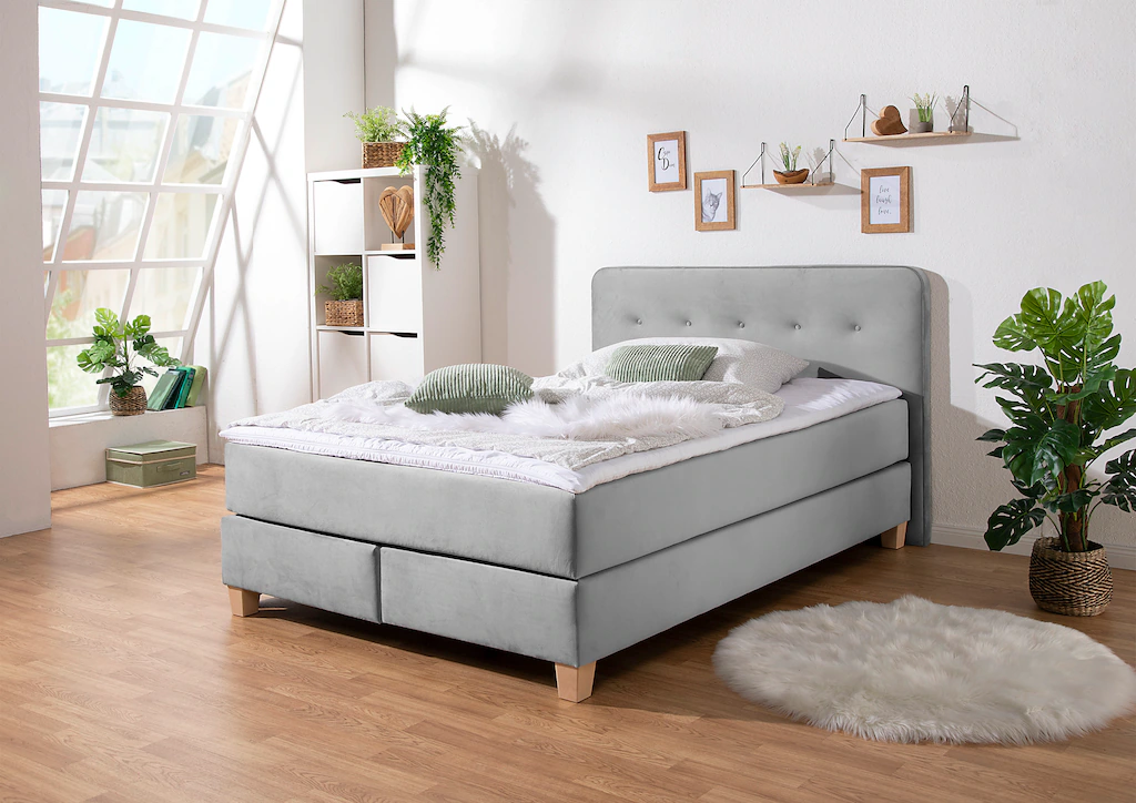 Bild von Home affaire Boxspringbett "Fargo", in Überlänge 220 cm, mit Topper, 3 Ausführungen, 4, Breiten
