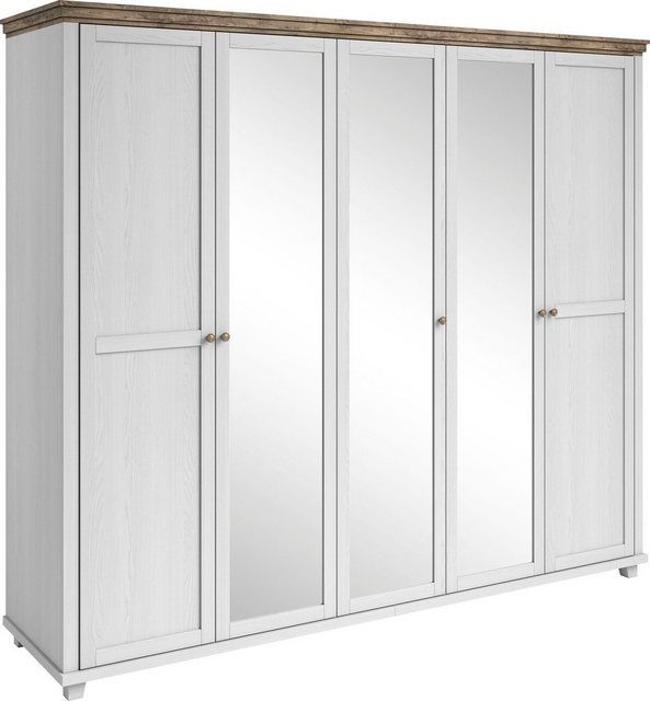 Bild von Home affaire Drehtürenschrank »Evora, Landhausschrank in 3 verschieden Größen, Türen mit Soft- Close«, Kleiderschrank mit Spiegel, aus FSC®-zertifiziertem Holzwerkstoff