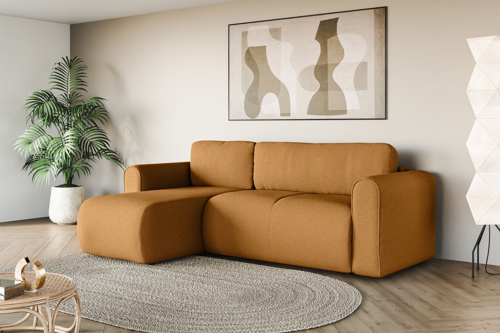 Bild von INOSIGN Ecksofa "Ecksofa Zacharia wahlweise mit Bettfunktion, BxTxH 250x166x86 cm", L-Form mit Wellenunterfederung, Recamiere beidseitig montierbar
