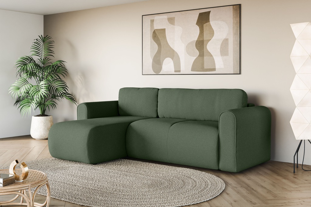 Bild von INOSIGN Ecksofa "Ecksofa Zacharia wahlweise mit Bettfunktion, BxTxH 250x166x86 cm", L-Form mit Wellenunterfederung, Recamiere beidseitig montierbar