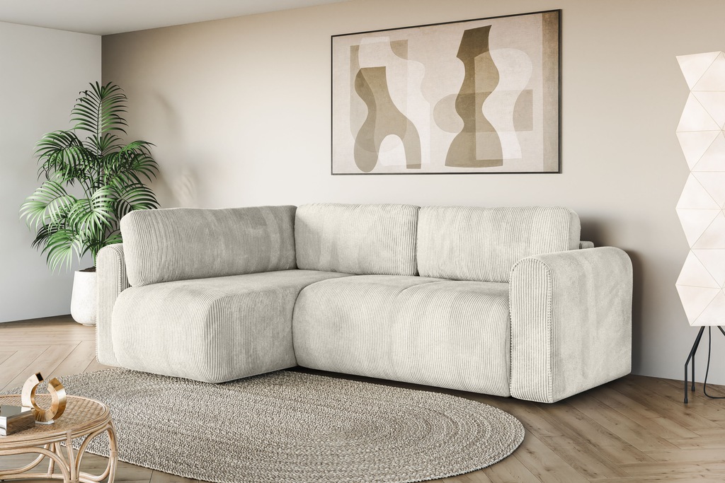 Bild von INOSIGN Ecksofa "Ecksofa Zacharia wahlweise mit Bettfunktion, BxTxH 250x166x86 cm", L-Form mit Wellenunterfederung, Recamiere beidseitig montierbar