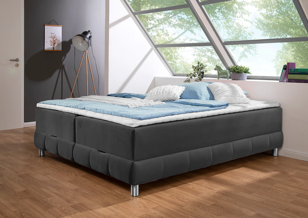 Bild von INOSIGN Boxspringbett "Vaasa", für Dachschrägen geeignet, inkl. Bettkasten und Topper