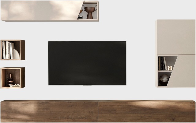Bild von INOSIGN Wohnwand »INFINITY, 6tlg. Breite 276 cm, moderne Mediawand,«, (6 St.), (2x Lowboard hängend, 2x Hängewürfel, Hängeschrank, Würfelregal Set)