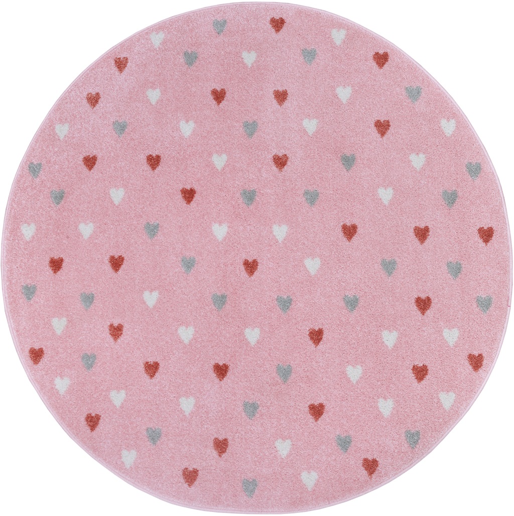 Bild von HANSE Home Kinderteppich "Adventures Little Hearts", rund, 7 mm Höhe, Spielteppich, weich, Kinderzimmer, Kurzflor, Spielunterlage, Teppich