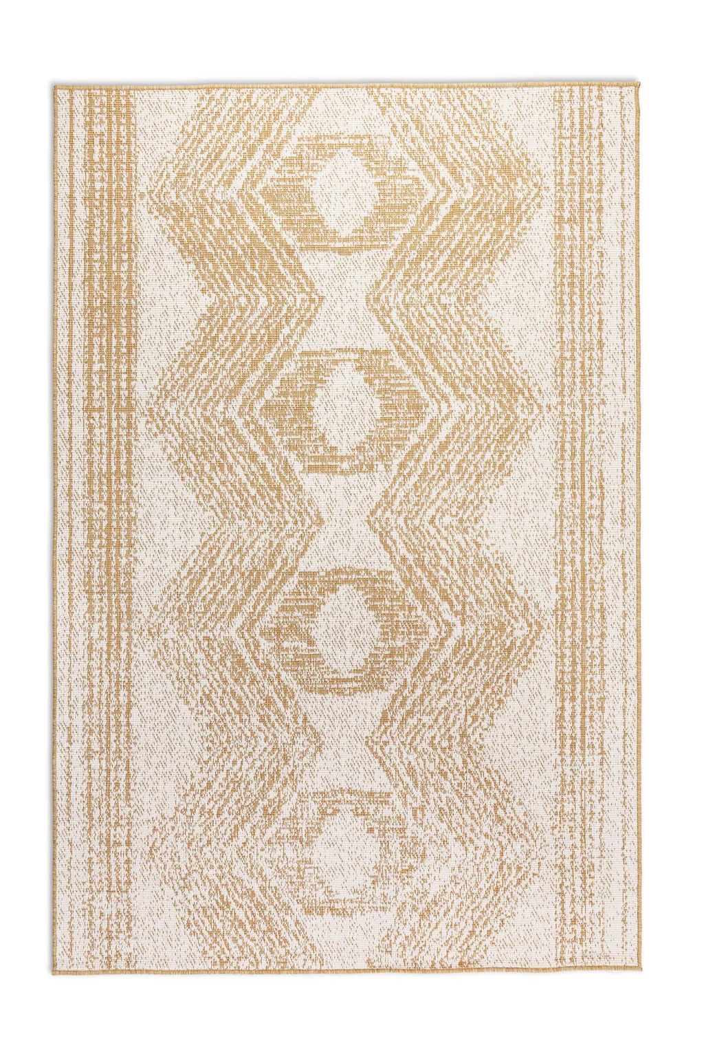 Bild von Elle Decoration In und Outdoor Teppich – Wendeteppich Wetterfest & Wasserfest - Modernes Boho Ethno Muster Geometrisch Outdoorteppich für Garten, Balkon, Terrasse, Wohnzimmer – Ocker, 160x230cm
