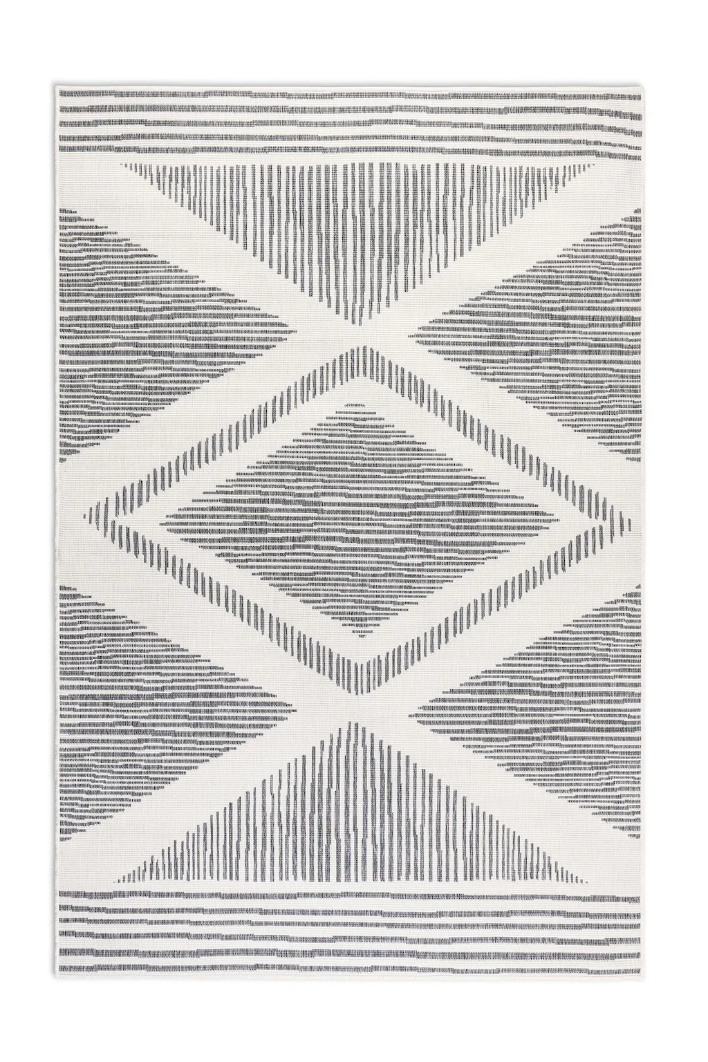 Bild von Elle Decoration In und Outdoor Teppich – Wendeteppich Wetterfest & Wasserfest - Modernes Rauten Muster Geometrisches Muster Outdoorteppich für Garten, Balkon, Terrasse, Wohnzimmer – Silber