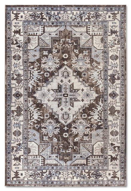 Bild von Villeroy & Boch Kurzflor Teppich Henry - Klassischer Wohnzimmerteppich - Traditioneller Teppich für Wohnzimmer, Schlafzimmer, Esszimmer, Flur, Küche – Braun Creme, 120x170cm