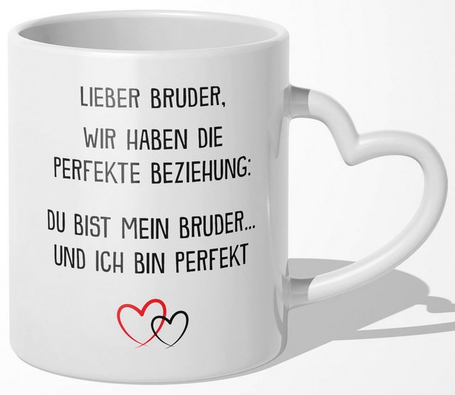 Bild von 22Feels Tasse Bruder Geschenk Geburtstag Weihnachten Geschwister Jungs Männer Haferl, Keramik, Made In Germany, Spülmaschinenfest, Herzhenkel