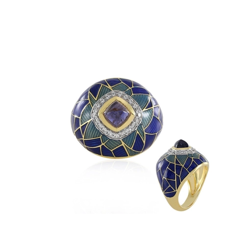 Bild von J Classics Silberring Madagaskar Iolith Ring aus vergoldetem Silber