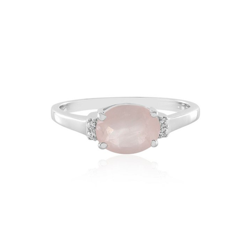 Bild von J Classics Silberring mit Rosenquarz und Zirkonen