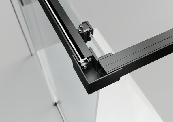 Bild von Hüppe Vita pure teilgerahmt 4-Eck Gleittür 1-teilig mit festem Segment, Breite: 80cm, Höhe:200cm, Befestigung li. & re., VA0002, Duschkabinen: Profilfarbe Black Edition Glas ESG klar mit ANTI-PLAQUE