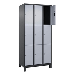 Bild von CP Schließfachschrank Classic Plus schwarzgrau, weißaluminium 080010-303 S10038, 9 Schließfächer 30,0 x 50,0 x 195,0 cm