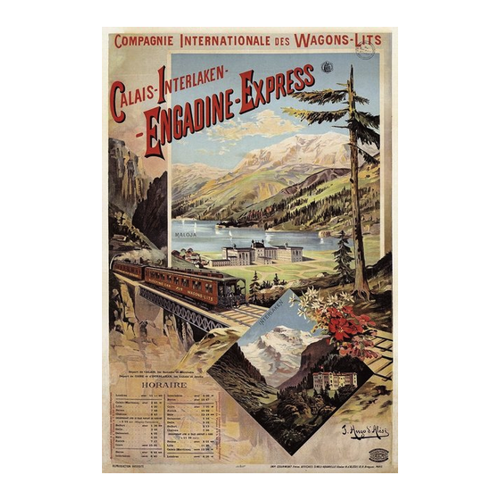 Bild von Kunstdruck Engadine Express - Nostalgisches Eisenbahnplakat