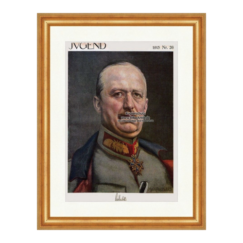 Bild von Faksimile der Zeitschrift Jugend 1915 im antikisierten Rahmen