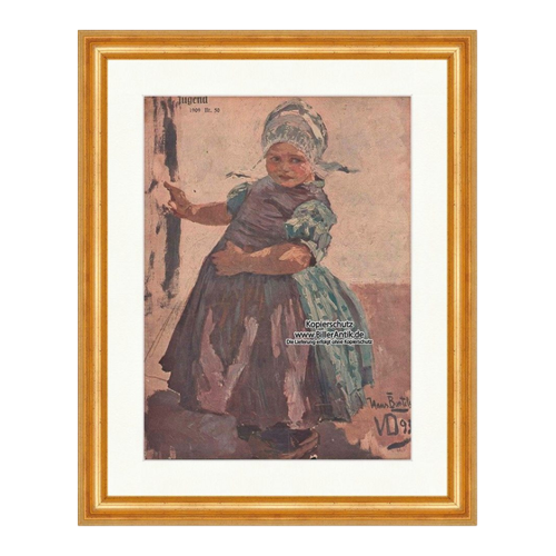 Bild von Faksimile der Zeitschrift Jugend 1909 im antikisierten Rahmen
