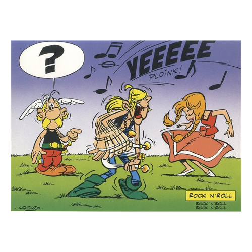 Bild von Kunstdruck Rock n Roll Tanz Harfe Uderzo Asterix Obelix Plakat