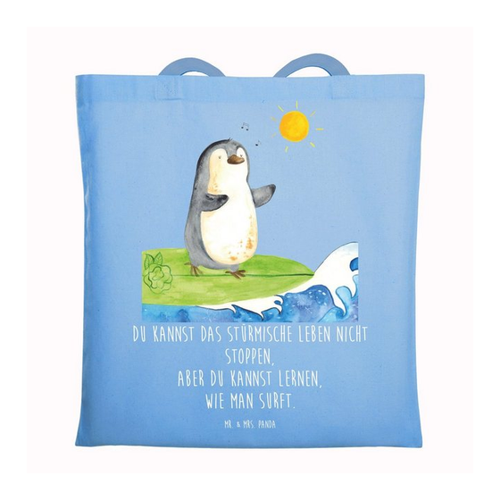 Bild von Mr. & Mrs. Panda Tragetasche Pinguin Surfer - Sky Blue